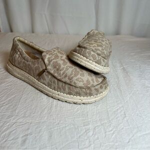 Hey Dude Women’s Sz 9 Misty Woven Leopard Animal Print Slip-On Comfort Shoes